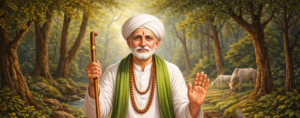 Sant Jalaram Bapa blessing devotees with compassion and service