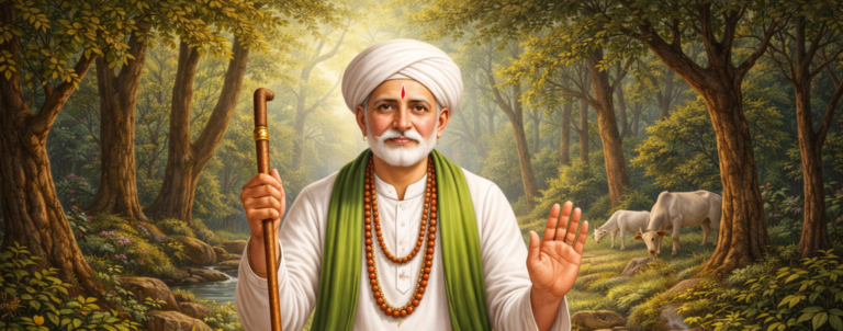 Sant Jalaram Bapa blessing devotees with compassion and service