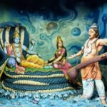 Lord Vishnu Lakshmi with Narada devotional sculpture image