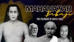 Mahavatar Babaji with Kriya Yoga masters devotional collage image