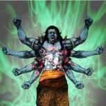 Multi armed Lord Shiva with green aura