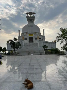 White Buddhist peace pagoda photo