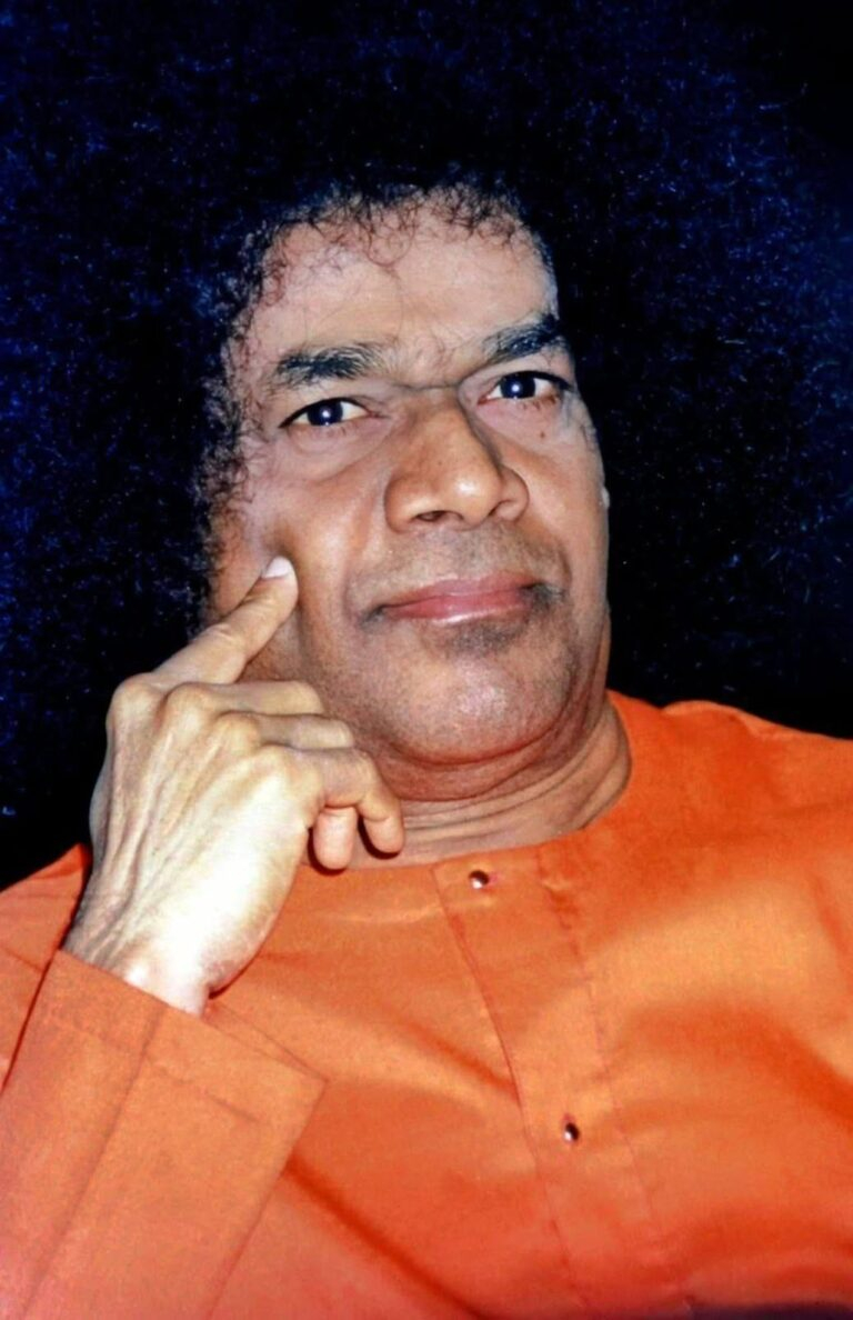 Sathya Sai Baba thoughtful portrait image