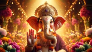Lord Ganesha blessing devotees picture.