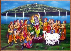 Lord Krishna Govardhan Leela image