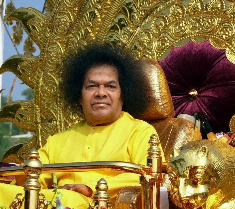Sathya Sai Baba on golden throne image