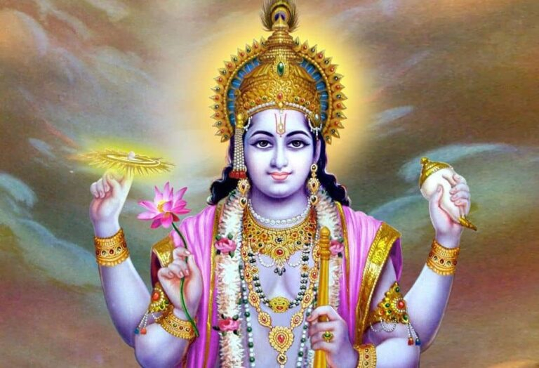 Lord Vishnu holding Sudarshana Chakra Shankha