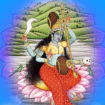 Goddess Varahi seated on blooming lotus