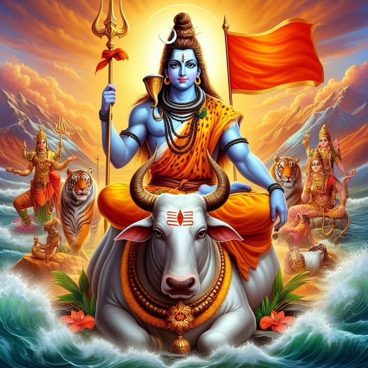 Shiva sitting on Nandi photo