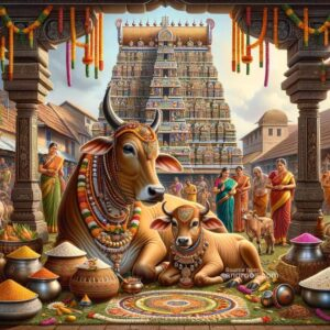 Sacred temple cow image