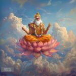 Lord Brahma seated on lotus artwork image