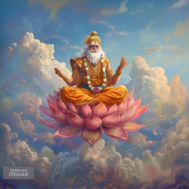 Lord Brahma seated on lotus artwork image