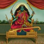 Goddess Matangi seated on royal throne holding divine weapons image