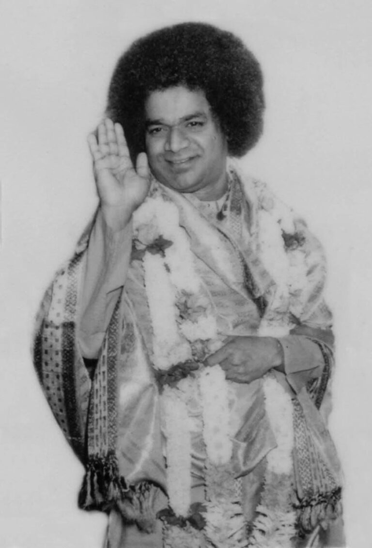 Black and white Satya Sai Baba picture