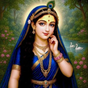 Goddess Radha wearing blue attire image
