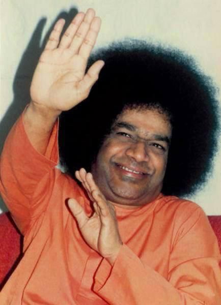Sri Sathya Sai Baba blessing with raised hand picture
