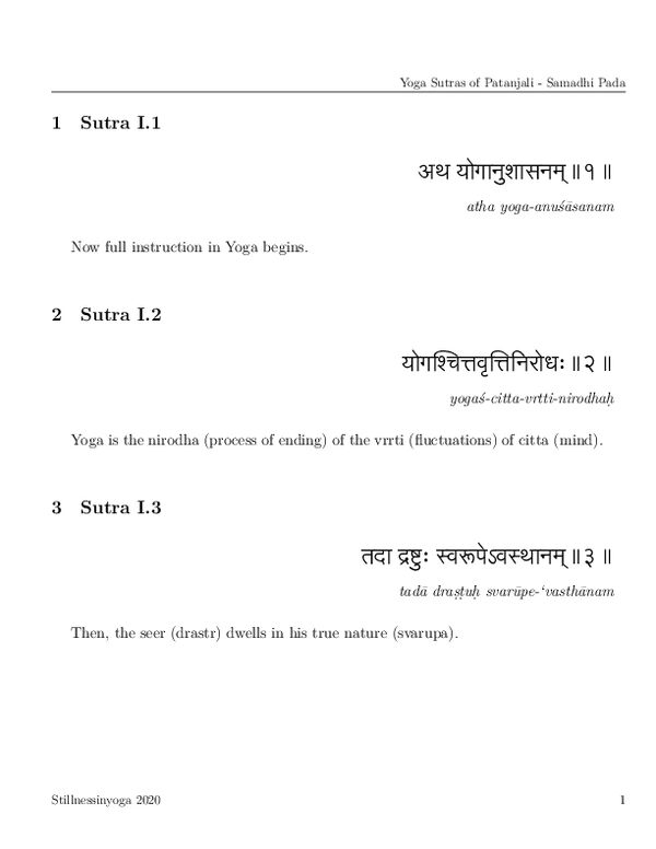 Samadhi Pada 1