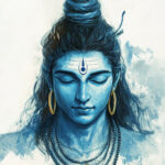 Lord Shiva meditative blue portrait image