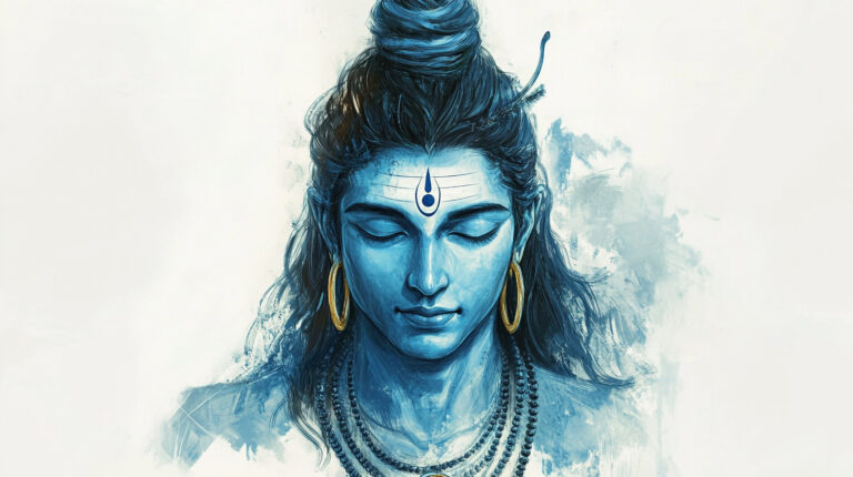 Lord Shiva meditative blue portrait image
