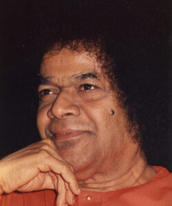 Shri Sathya Sai Baba orange robe divine portrait image
