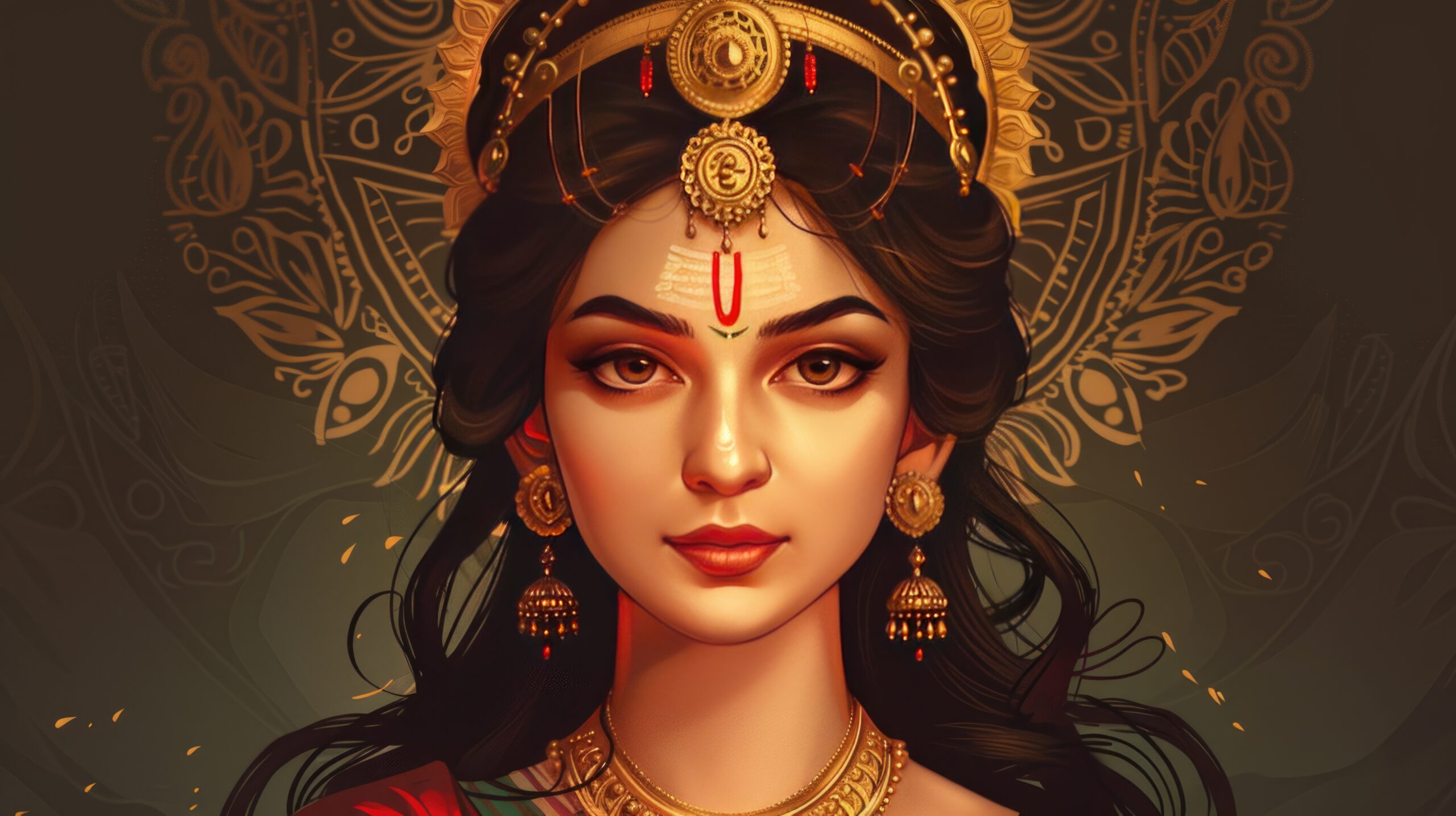 Mantras 145 realistic goddess durga portrait illustration chaitra navratri scaled