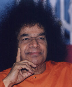 Shri Sathya Sai Baba orange robe divine portrait image