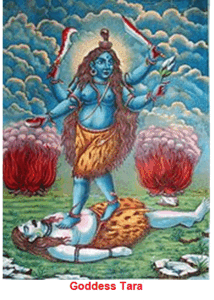 Goddess Kali slaying demon painting image