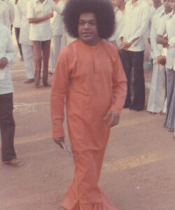 Shri Sathya Sai Baba orange robe divine portrait image
