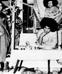 Shri Sathya Sai Baba orange robe sacred portrait image