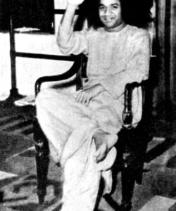 Shri Sathya Sai Baba orange robe sacred portrait image