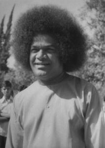 Shri Sathya Sai Baba orange robe sacred portrait image