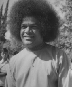 Shri Sathya Sai Baba orange robe sacred portrait image