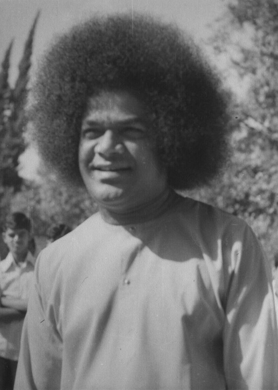 Shri Sathya Sai Baba orange robe sacred portrait image