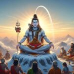 Lord Shiva meditating near group of devotees photo