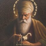 Guru Nanak meditating with prayer beads image