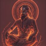 Glowing meditating sage with halo picture