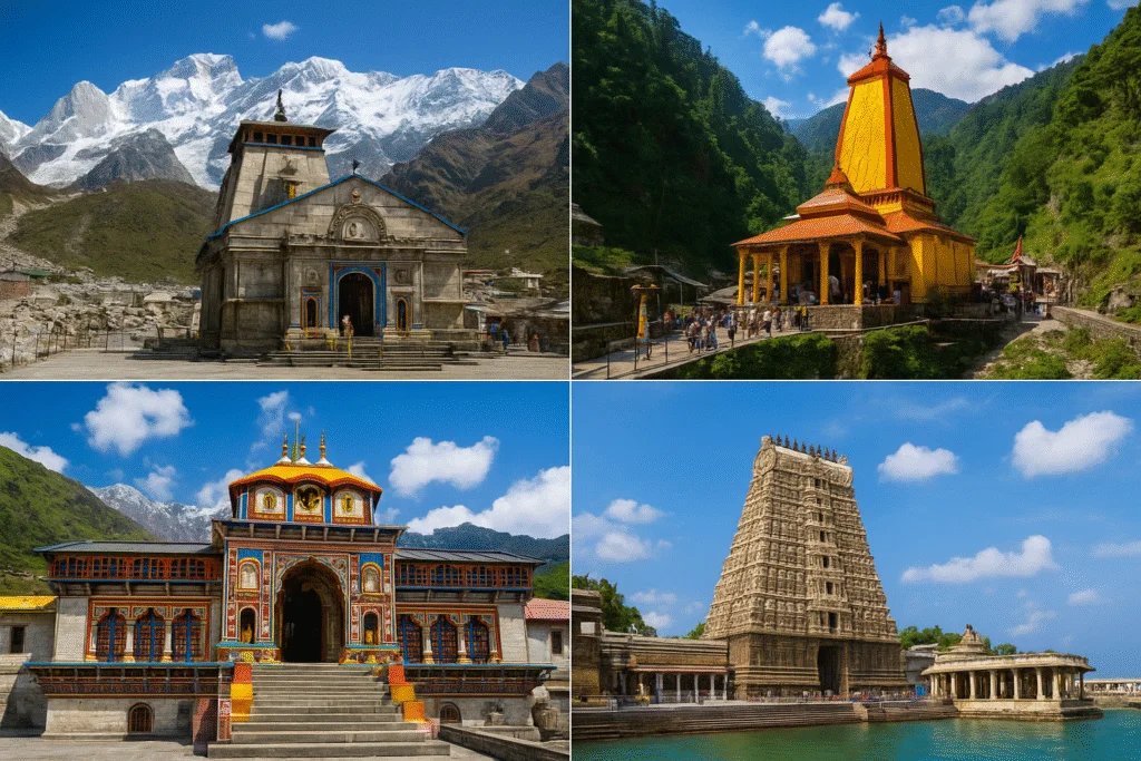 Char Dham sacred temples collage image