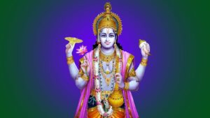 Lord Vishnu standing with four arms image.