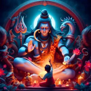 Lord Shiva blessing young devotee artwork image