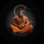Meditating Lord Hanuman in orange clothes picture