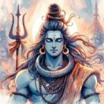 Meditating Lord Shiva with divine trident picture