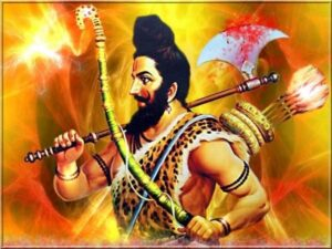Lord Parashurama holding axe and bow photo