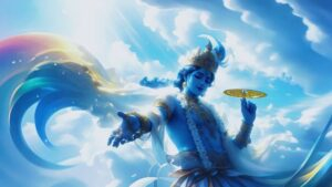 Lord Vishnu holding Sudarshan Chakra artwork image