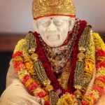 Shirdi Sai Baba marble idol garlanded image