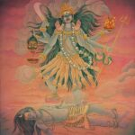 Goddess Kali standing over Lord Shiva image