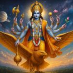 Lord Vishnu riding Garuda divine painting photo
