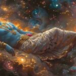 Lord Vishnu resting in cosmos image