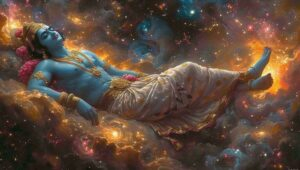 Lord Vishnu resting in cosmos image