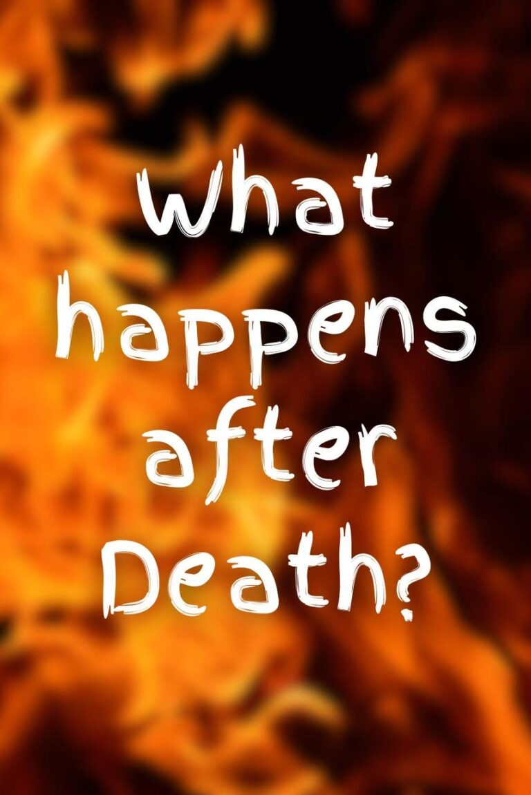 Text reading “What Happens After Death?” over a dramatic fiery orange background