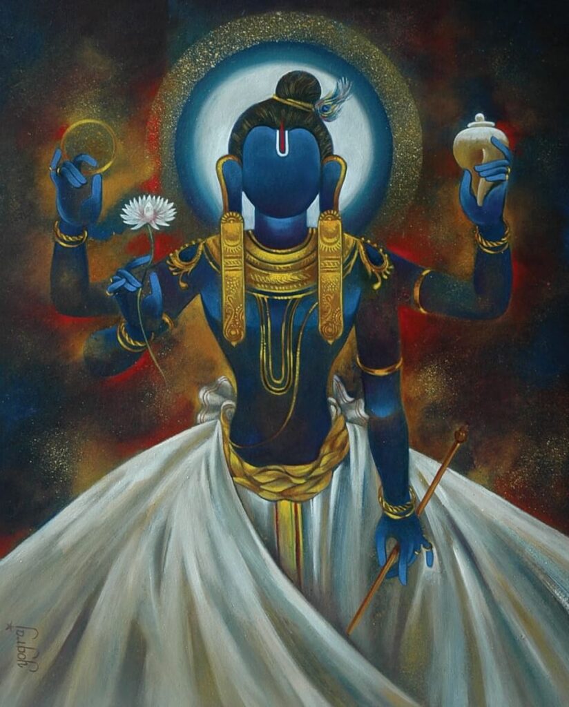 The Surradhari Summon Bonum Of Life Hari Mukunda 54 13 06 22 11 19 00 LordShyamsundarKrishnabyYograjVerma 24x30inches OilonCanvas GP333500